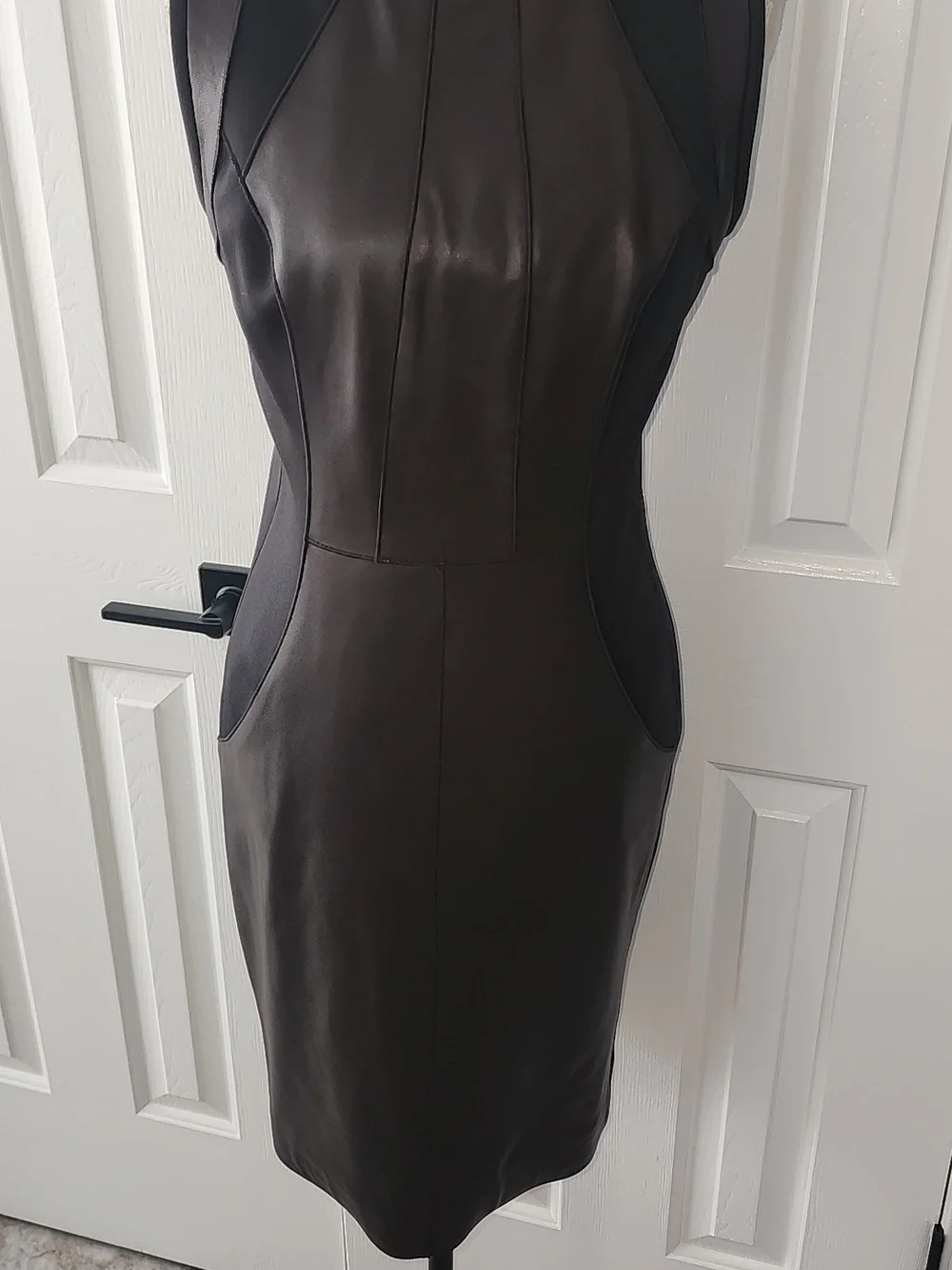 ETCETERA STRETCH REAL LEATHER PANELED & SCUBA FABRIC PENCIL SHEATH DRESS NWOT 6 - Picture 1 of 14